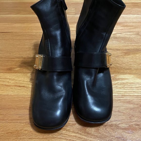 Louis Vuitton Black Leather Booties with Gold Hardware - Picture 3 of 8